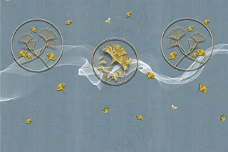 新中式银杏叶背景墙图片