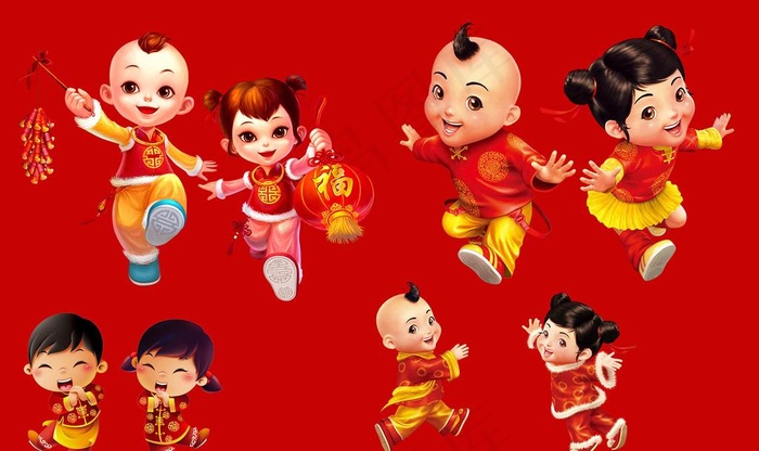 中国娃娃图片psd模版下载