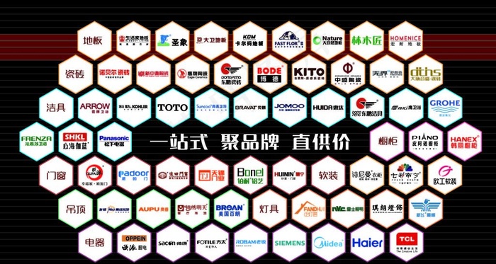 建材家居品牌LOGO墙图片ai矢量模版下载