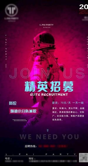 酒吧夜店招聘海报图片