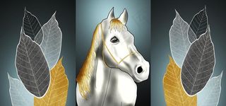 轻奢白马三联画图片