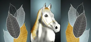 轻奢白马三联画图片