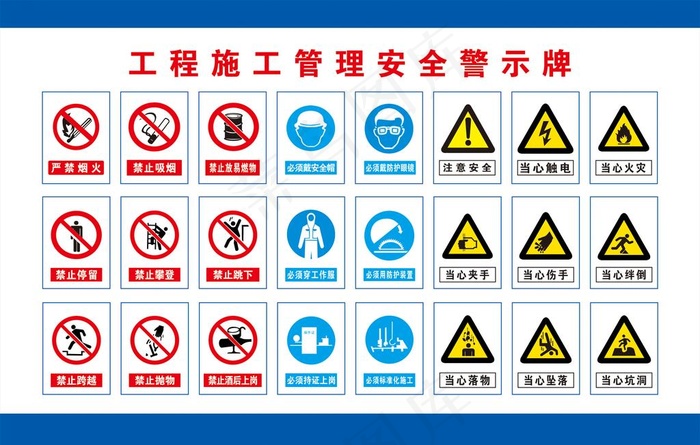 工程施工管理安全警示牌.图片cdr矢量模版下载