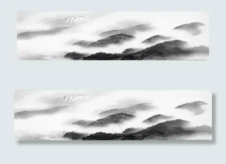 新中式水墨山脉床头画图片 新中式水墨山脉床头画图片