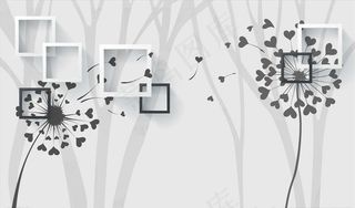 蒲公英背景墙图片