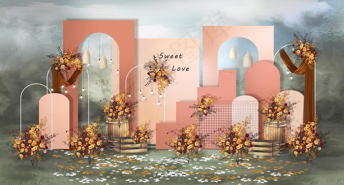 户外秋色婚礼图片