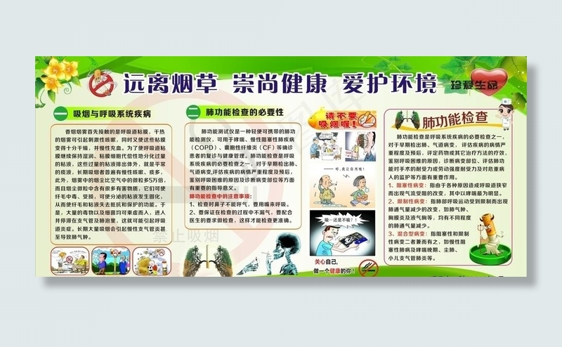 吸烟的危害与肺功能检查的重要性图片cdr矢量模版下载