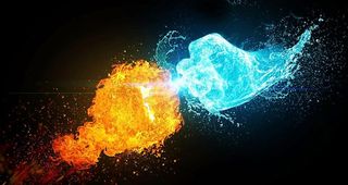 水火碰撞的拳头图片