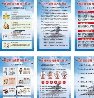 防疫知识 展牌 学校 卡通图片