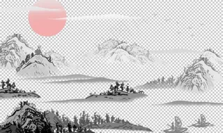 古风山水山脉清新淡雅地产素材图片