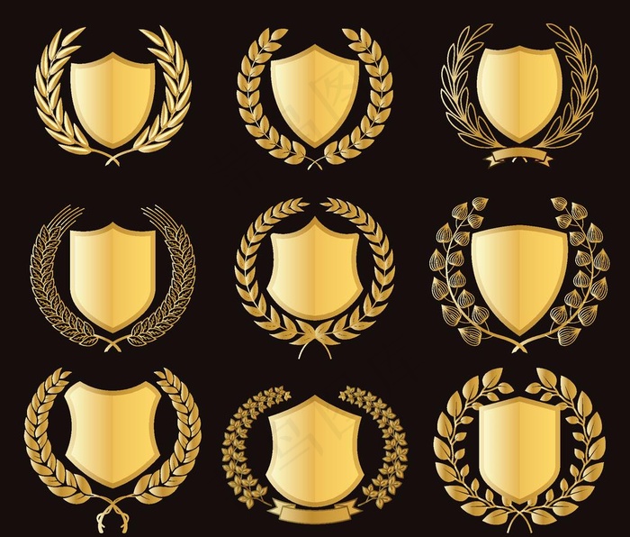金色烫金盾牌图案图片