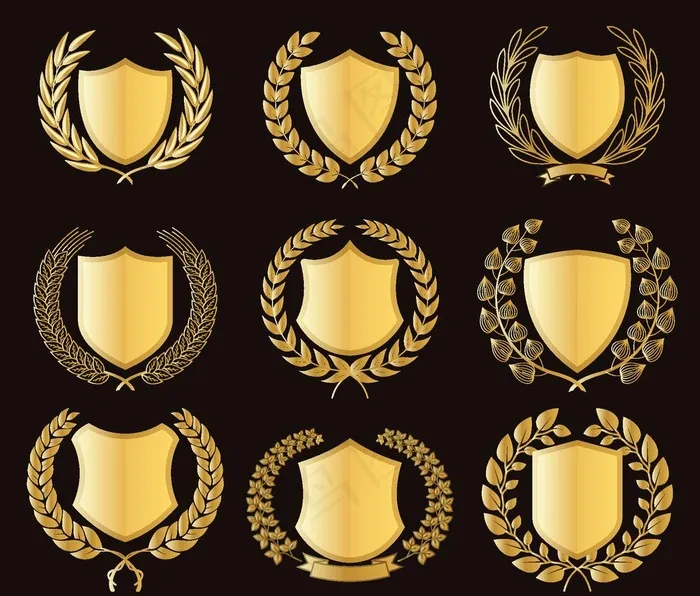 金色烫金盾牌图案图片eps,ai矢量模版下载