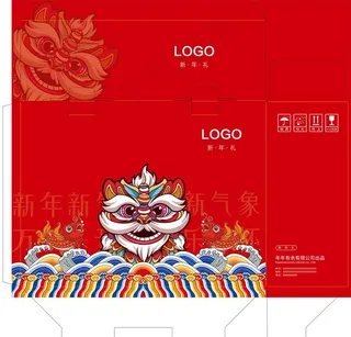 红色喜庆新年礼盒图片