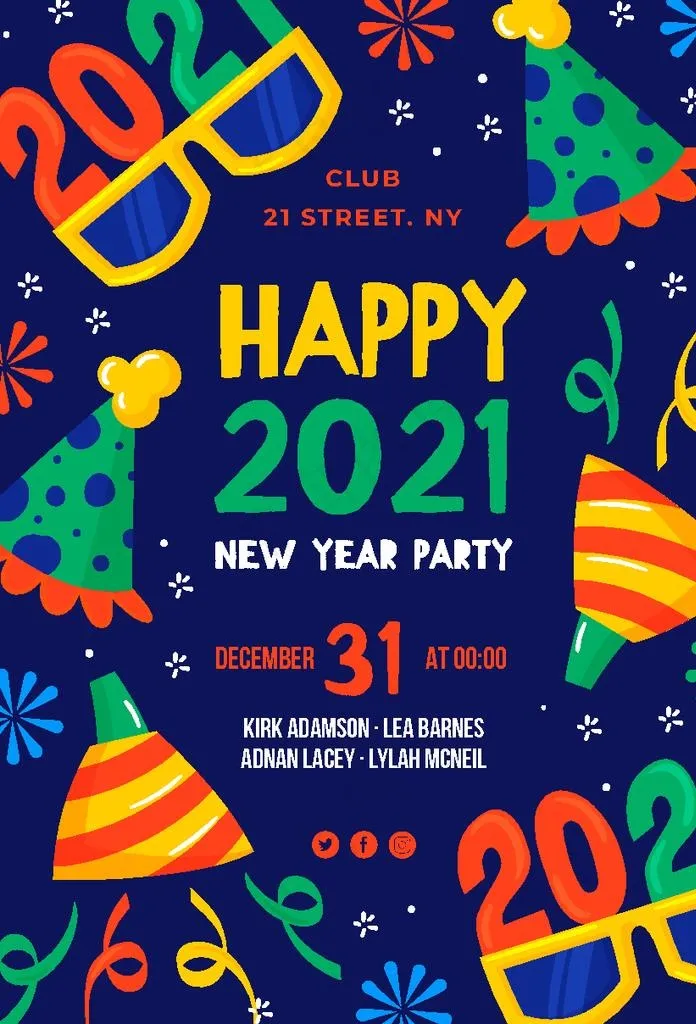 2021新年派对海报图片ai矢量模版下载