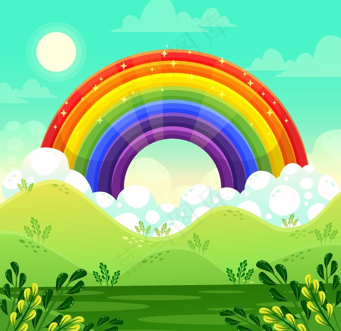 卡通儿童节精美彩虹桥图片