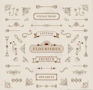 复古花纹花边标题框设计图片