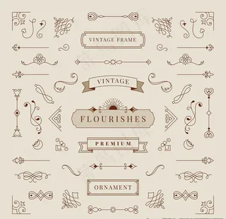 复古花纹花边标题框设计图片