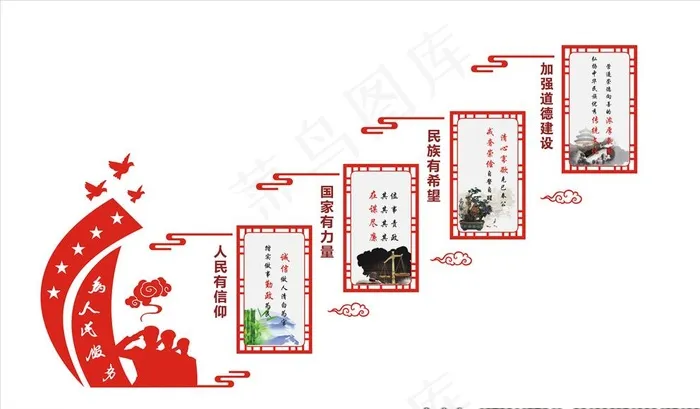 党建楼道图片(210X297)cdr矢量模版下载