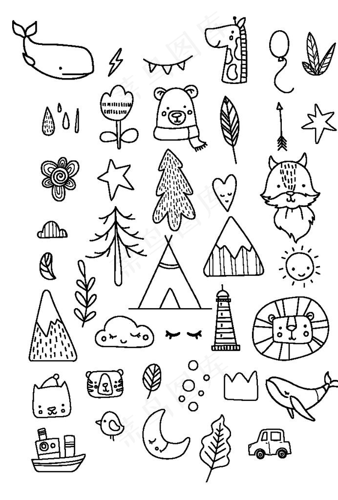 简笔卡通印花图片