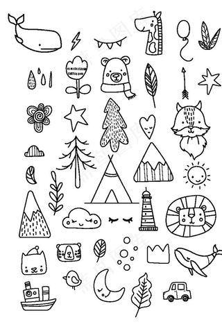 简笔卡通印花图片