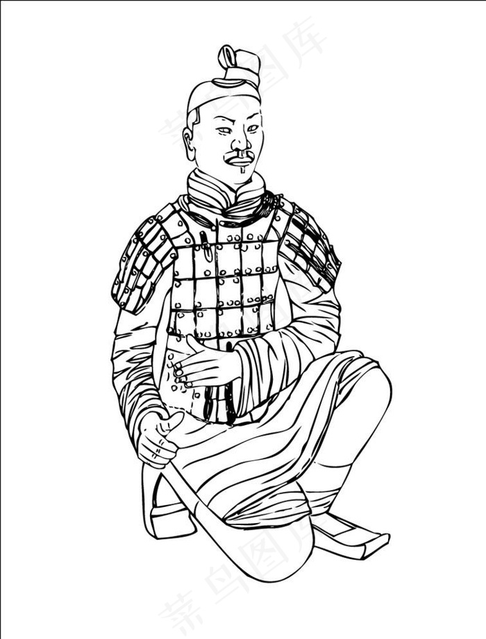 兵马俑图片ai矢量模版下载