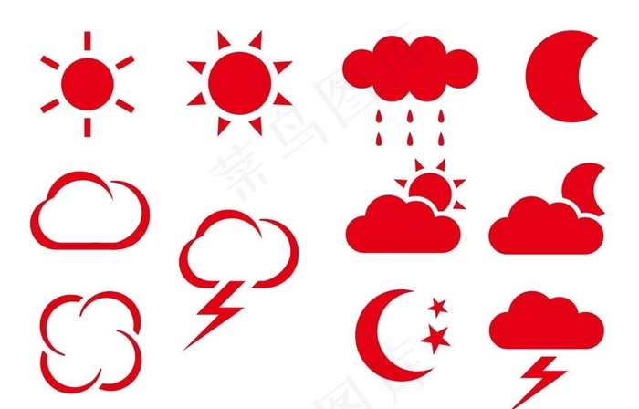 矢量天气预报图标图片cdr矢量模版下载