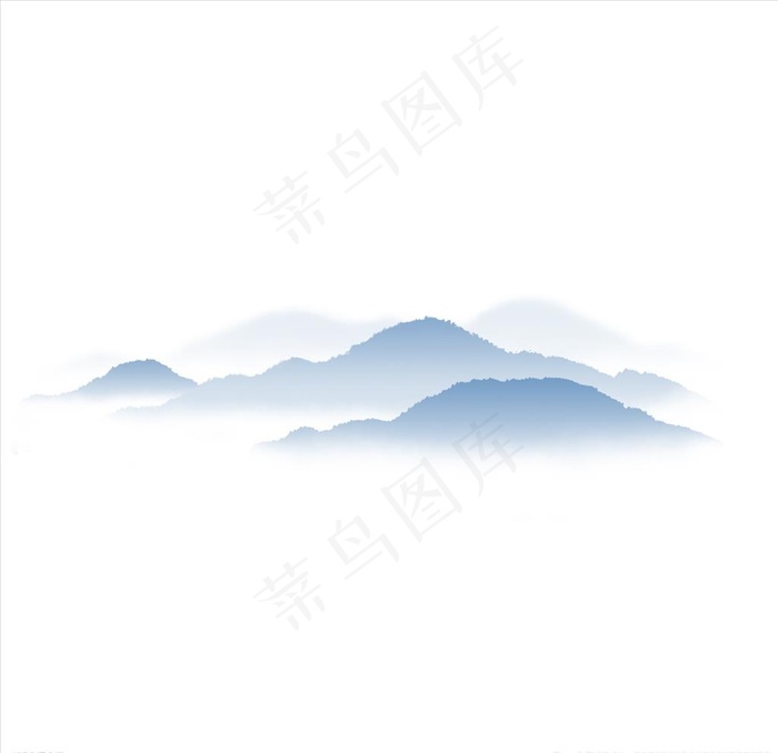 psd水墨风渐变山图片