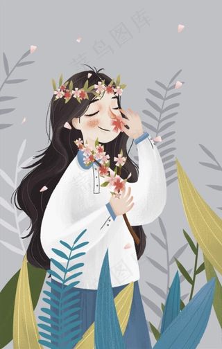 38妇女节女生节女孩插画小清新图片