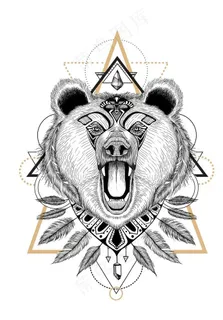 欧洲艺术羽翼动物图案熊几何图形图片