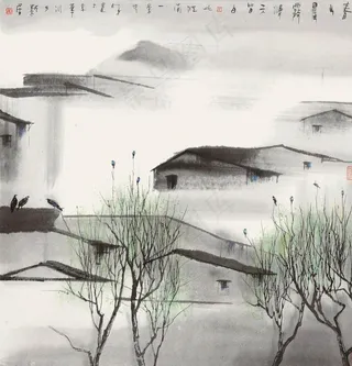 中式山水风景画图片