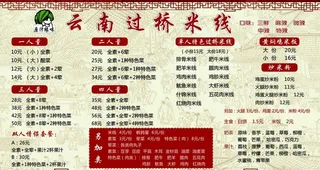 云南过桥米线价格表图片