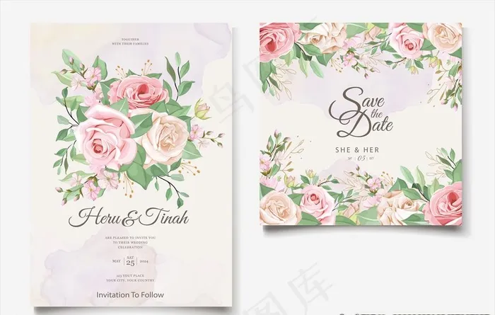 花卉邀请函图片ai矢量模版下载