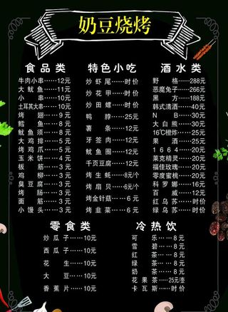 菜单 烧烤菜单图片