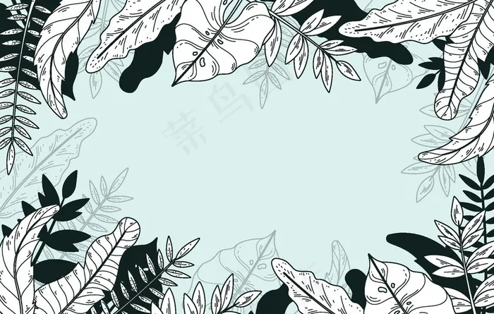 线条矢量手绘花草植物图片ai矢量模版下载