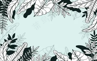 线条矢量手绘花草植物图片