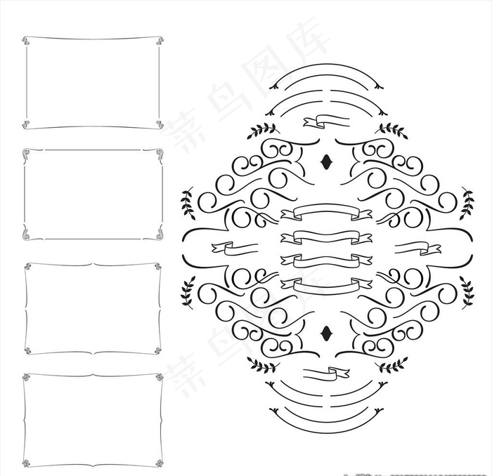 华丽欧式线条边框图片ai矢量模版下载