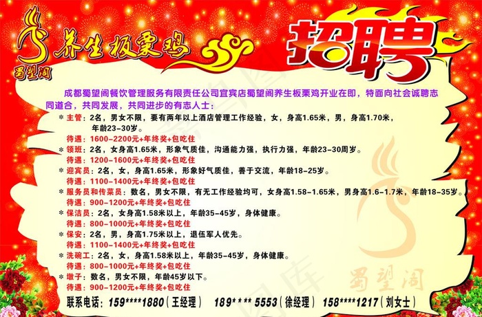 养生板栗鸡 招聘图片cdr矢量模版下载