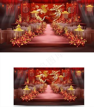 红色中式婚礼效果图图片