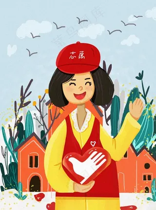 青年公益主题插画图片