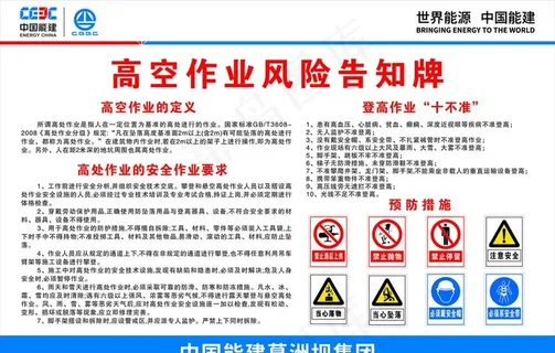 高空作业风险告知牌图片