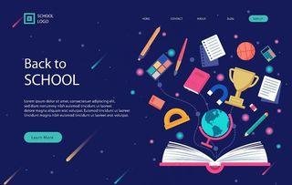 扁平化教育学习主题插画图片