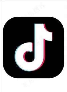 立体抖音标志红白蓝黑色矢量图片