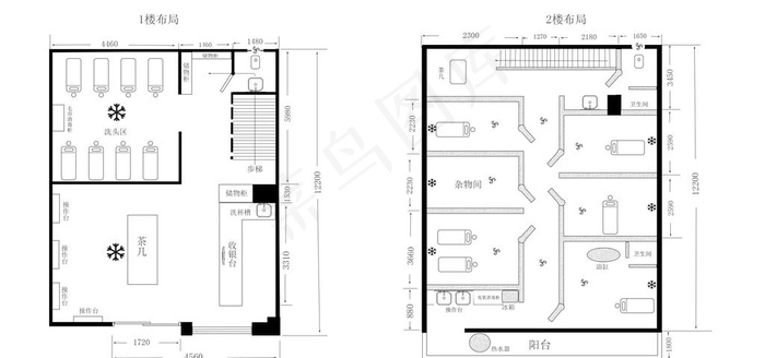 美容院美发消防平面图分层图片