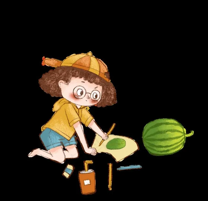 卡通小朋友画画图片psd模版下载