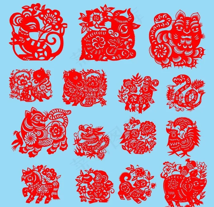 生肖剪纸图片(11811X11811(DPI:300))psd模版下载