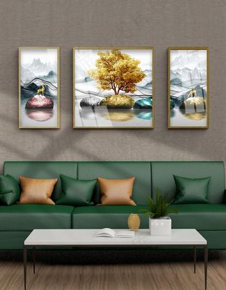 发财树现代鹅卵石石来运转装饰画图片