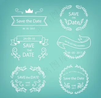 手绘婚礼徽章图片