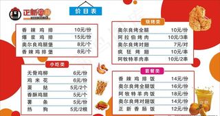 正新鸡排价目表灯箱片图片