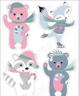 卡通狐狸与熊贴纸图片 卡通狐狸与熊贴纸图片