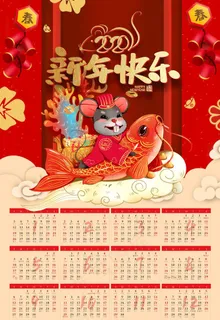 鼠年挂历图片